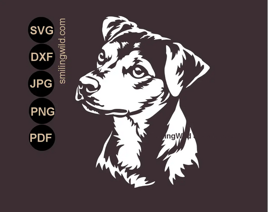 Brazilian Terrier Dog SVG face clipart that can be used as dog fine-line white cut file