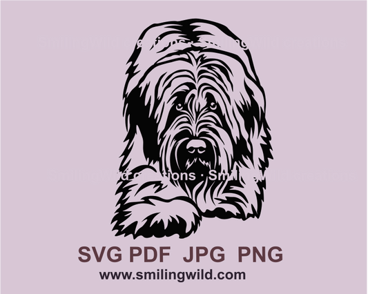 walking and peeking briard design for clip art needs