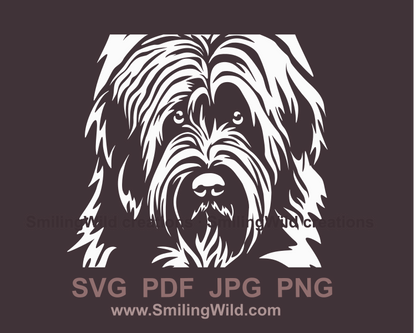 Briard face white image in vector art