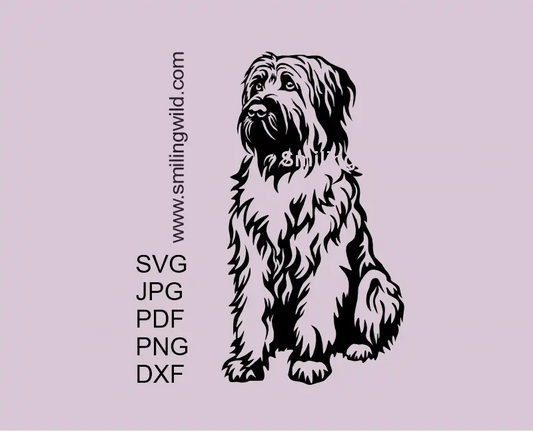 Detailed Briard SVG Clipart cut file preview, showing the clean node paths of a vector graphic file and compatibility with Cricut and Silhouette cutting software