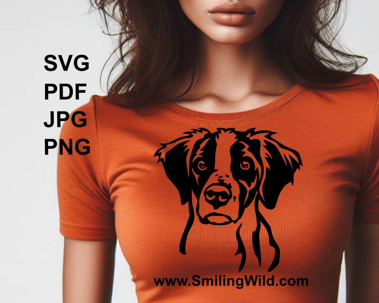 Brittany spaniel cuttable svg design printed out as t shirt application