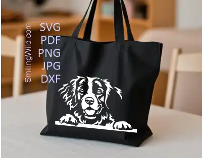 Peeking Brittany Spaniel face detail in white vector for cutting, laser and engraving available in SVG & DXF formats