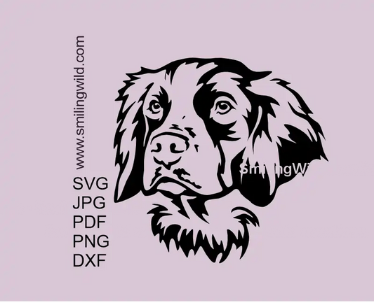 Brittany Spaniel dog face SVG PNG DXF vector clipart for cutting and engraving