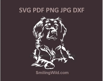 Full body Brittany Spaniel SVG lying dog vector graphic for laser cutting projects