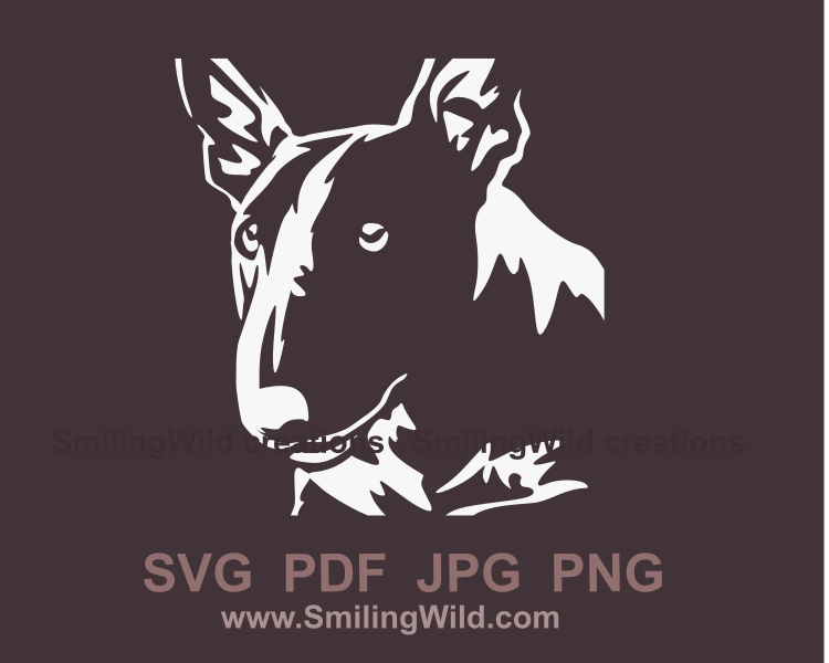 bull terrier face in white cuttable art