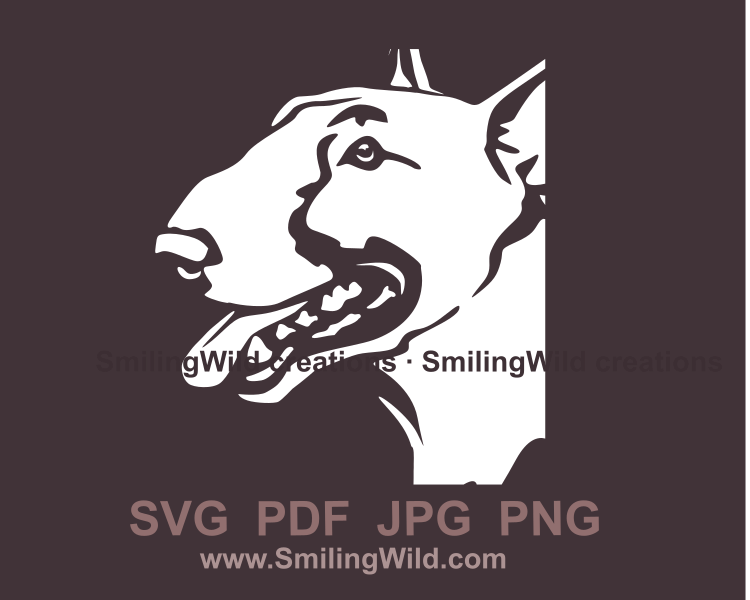 bull terrier white color cuttable art in application style