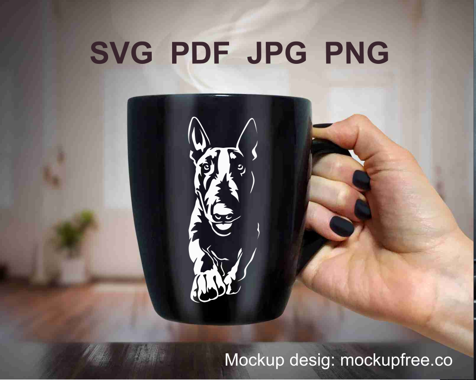 bull terrier svg cuttable mug design