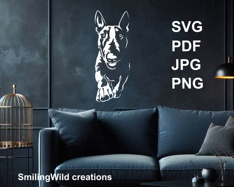 bull terrier vector graphic printed as a wall sticker design