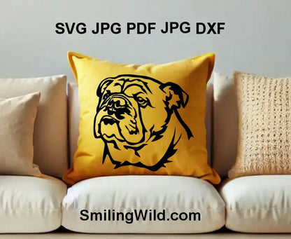 English Bulldog PNG head clipart – black dog face vector for crafts and decals