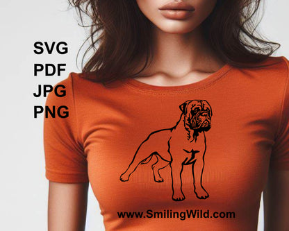 bullmastiff body design printed as application on t shirt