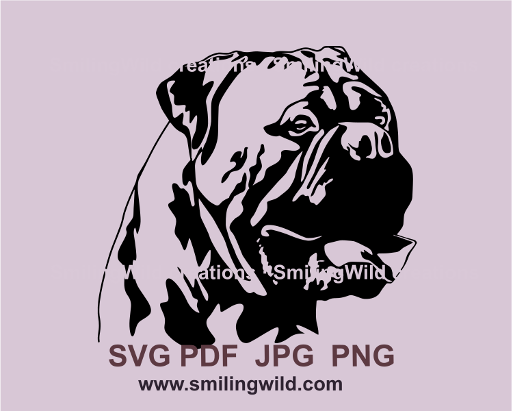 bullmastiff clip art graphic design image in a black color