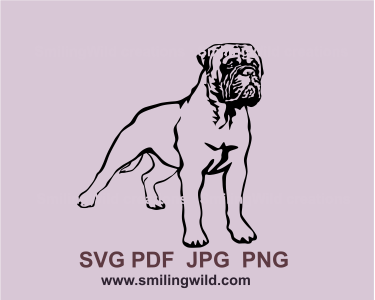 full body bullmastiff cuttable clip art drawing