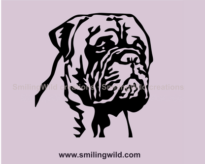 bullmastiff face portrait made in graphic art style
