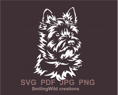 cairn terrier face drawing in svg cuttable art design