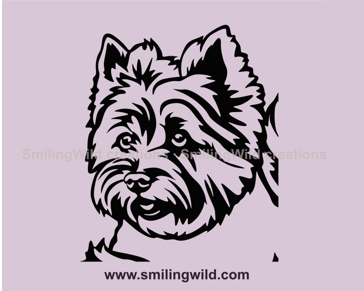 cairn terrier face in black graphic art