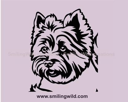 cairn terrier face in black graphic art