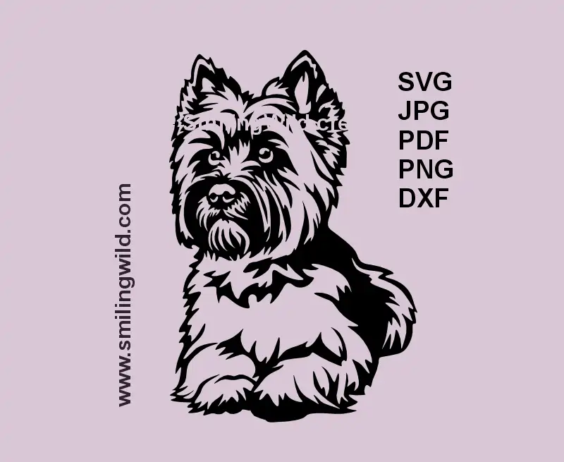 Cairn Terrier lying dog SVG PNG DXF – vector clipart cutting file for Cricut and laser engraving machines