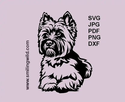 Cairn Terrier lying dog SVG PNG DXF – vector clipart cutting file for Cricut and laser engraving machines
