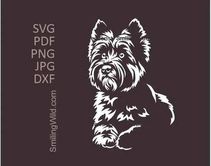 Lying Cairn Terrier white SVG PNG DXF cut file dog vector clipart for Cricut and laser cutting