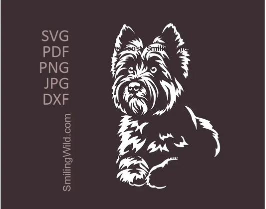 Lying Cairn Terrier white SVG PNG DXF cut file dog vector clipart for Cricut and laser cutting