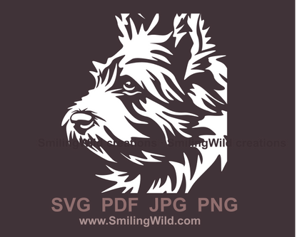 cairn terrier face graphic white design