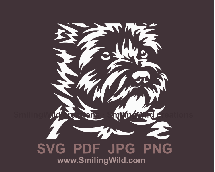 cairn terrier vector drawing in close up frame