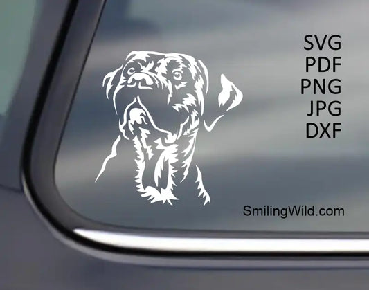 Example rendering of the Presa Canario - Canarian mastiff png and dxf Clipart - Dog White Digital Vector Images showing clear lines for mechanical and laser etching systems 