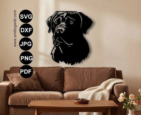 Detailed Cane Corso svg and dxf drawing and vector graphic for plasma cutting and metal decor.