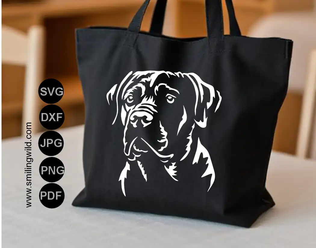 Detailed Cane Corso svg cliaprt drawing and dog vector art for DIY stencil crafts.