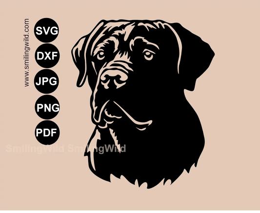 Cane Corso SVG face clipart and single-piece cut file for metal wall art