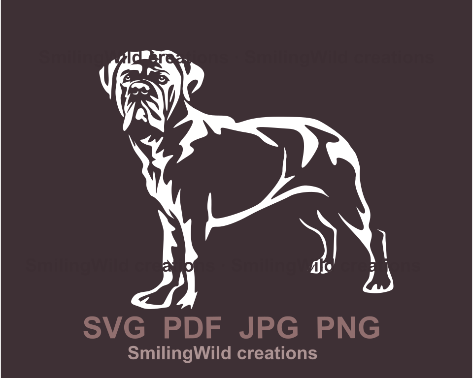 A full body cane corso drawing in cuttable clip art style