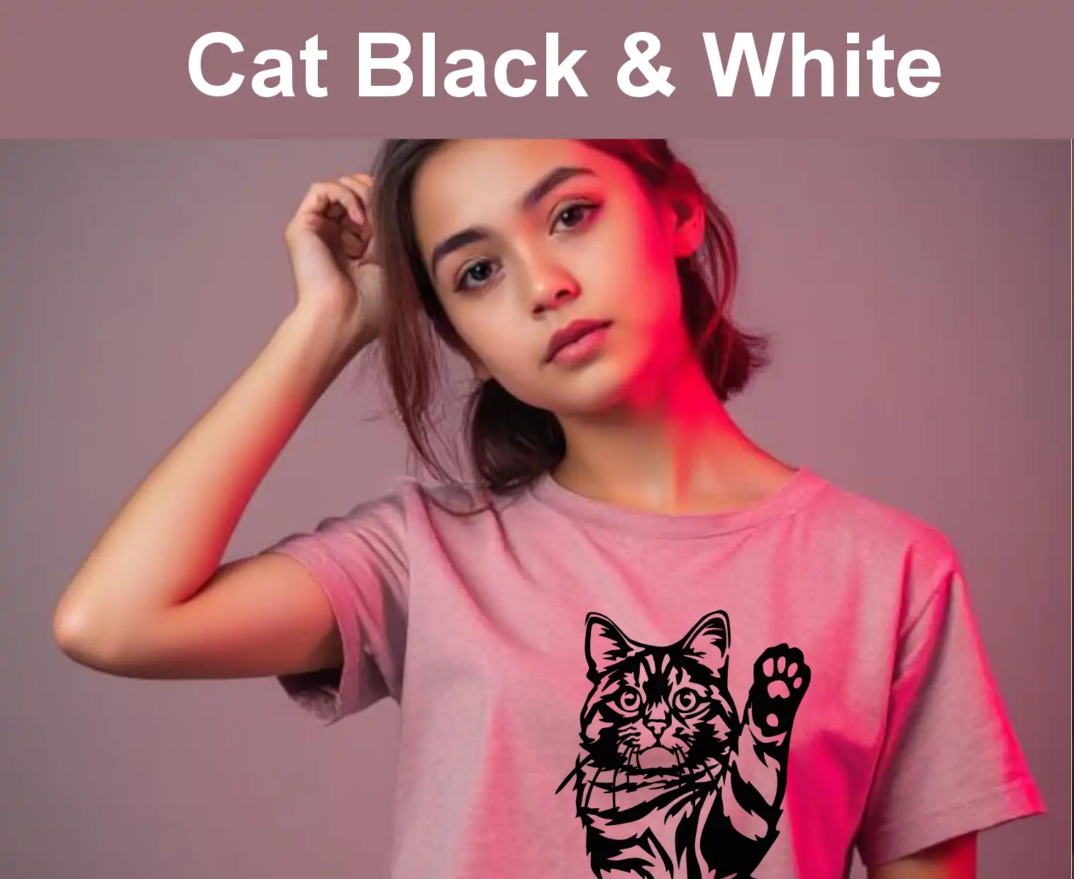 Cat and other pet vector graphic clipart in black and white color