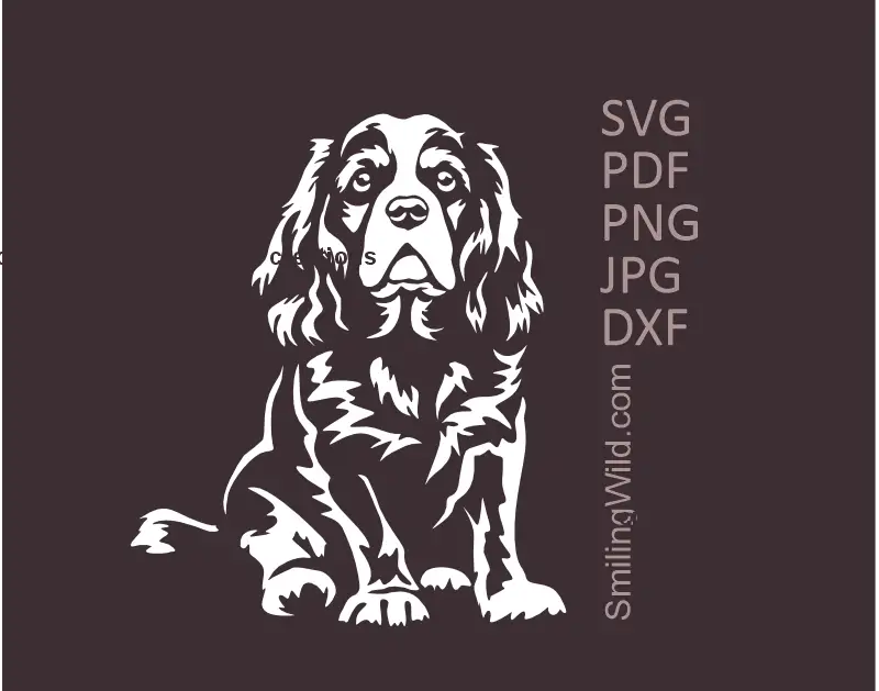 Cavalier King Charles Spaniel white SVG PNG DXF vector clipart for Cricut laser cutting engraving digital design