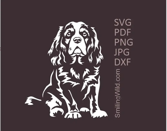 Cavalier King Charles Spaniel white SVG PNG DXF vector clipart for Cricut laser cutting engraving digital design