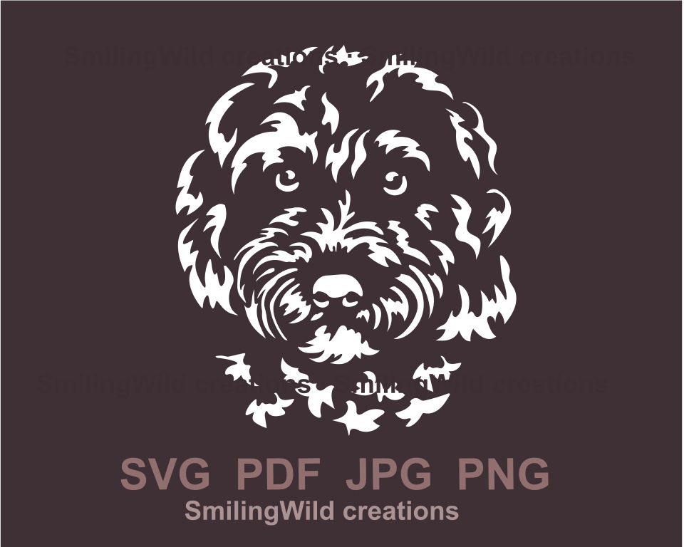 cavapoo white graphic svg portrait