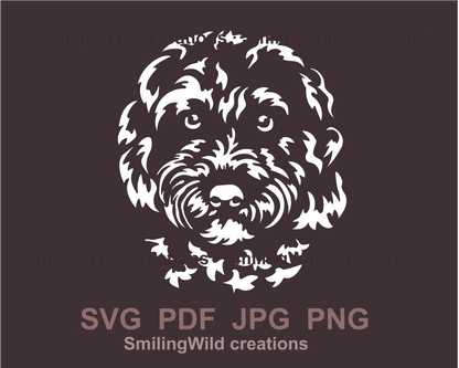 cavapoo white graphic svg portrait