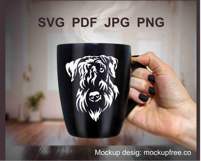 cesky terrier applicarion made in a vector file and printed on a black mug