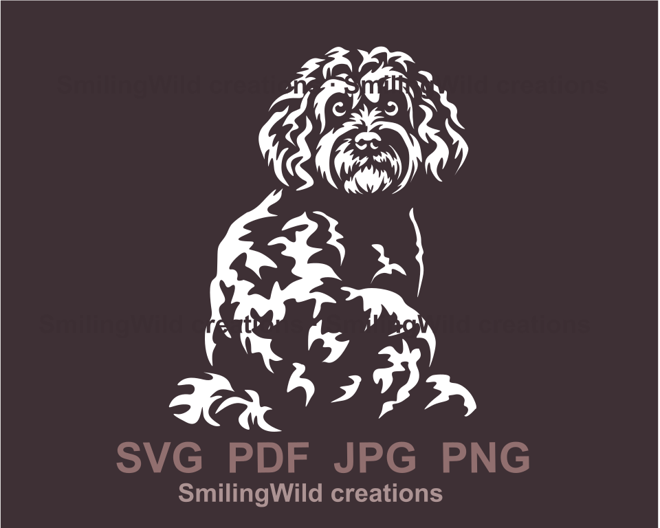 Cockapoo svg white vector design – Smiling Wild svg clip art