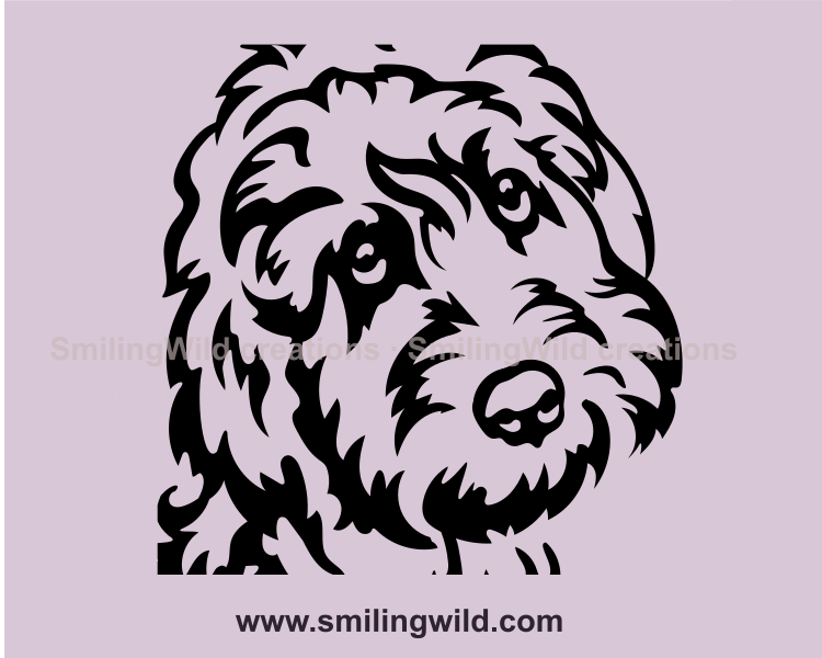 cockapoo cuttable vector portrait with a cute appealing eyes.