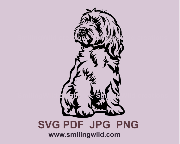 cockapoo black vector design showing a sitting dog