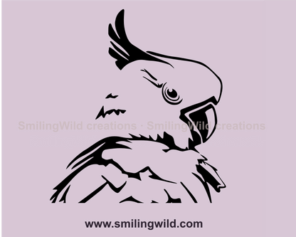 cockatoo clip art portrait in balck color
