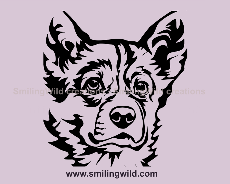 corgi black drawing in clip art portrait