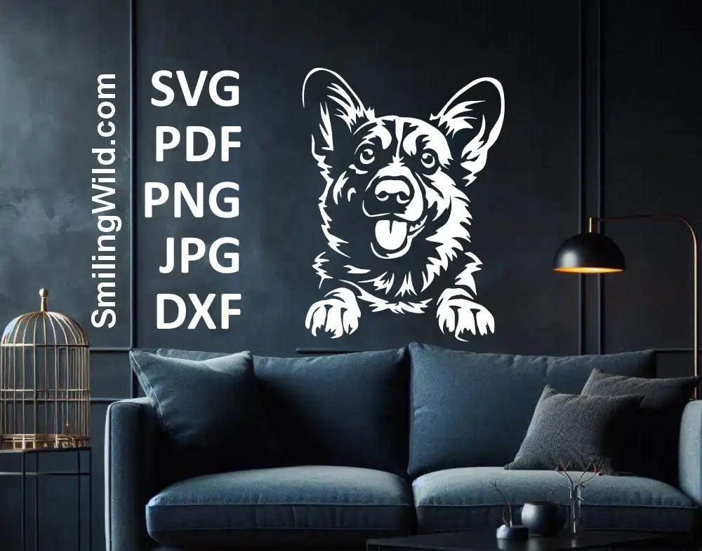 Detailed Welsh Corgi dog SVG - high-quality vector clipart for engraving, Glowforge crafts, and custom pet decor