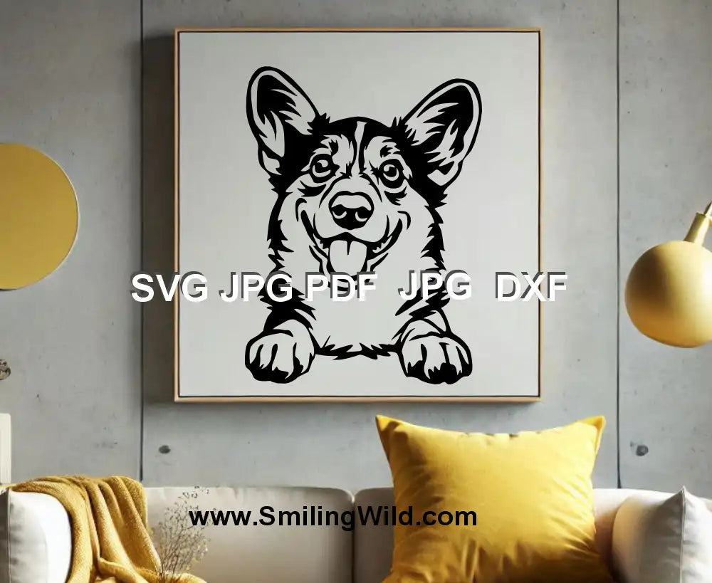 Corgi dog png clipart engraving file for precise laser cutting and crafting applications