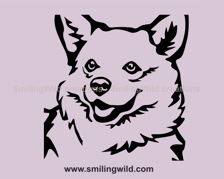 corgi smiling face svg art in close up variation