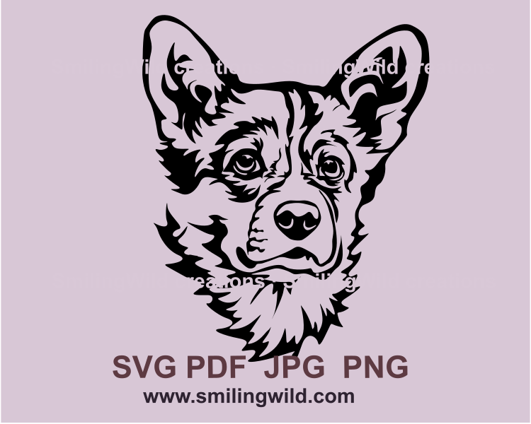 corgi face in a svg graphic design art in balck color