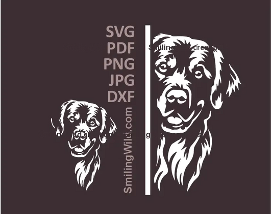 corner Peeking Golden Retriever dog and a full head design in white SVG DXF PNG files – for vinyl, wood, and engraving machines