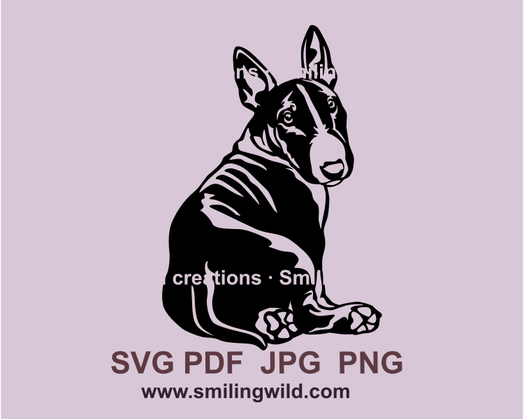 a cute bull terrier graphic image for craftowrk