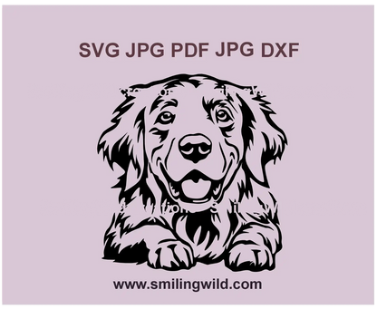 smiling cute Golden Retriever dog clipart in SVG format for Cricut and laser cutting projects