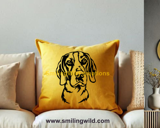 A detailed laser-cut clipart design featuring a Dunker, a Norwegian hunting dog, perfect for crafting and wall decor
